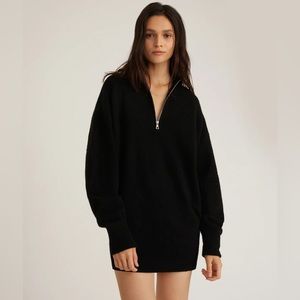 Marissa Webb Black Wesley Slouchy Zip Front Sweater Dress XS